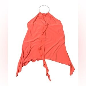 Vintage Cant Miss Halter Top made in the usa Metal Choker Halter Asymmetrical 3X